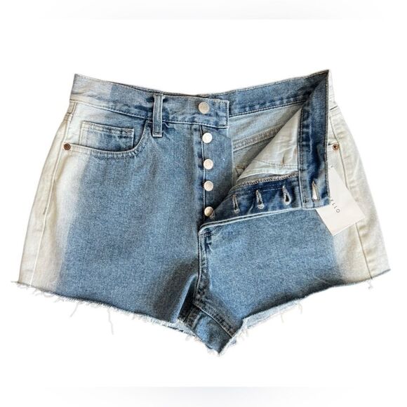 Cello high waist two tone denim jean shorts size medium (NWT) - Picture 5 of 13